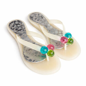 Coach Madlena Women 8M Jelly PomPom Balls Sandals Thongs Flip Flops Logo Y2K 90s